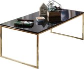 salontafel RIVA 120x45x60 cm metalen houten zitbank zwart / goud | Design salontafel rechthoekig | Stub tafel met metalen frame | Koffietafel klein | Woonkamer salontafel modern