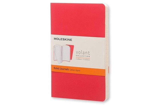 Moleskine Volant Notitieboek Soft cover - Licht & Donkerrood - Pocket - Lijnen - Set van 2