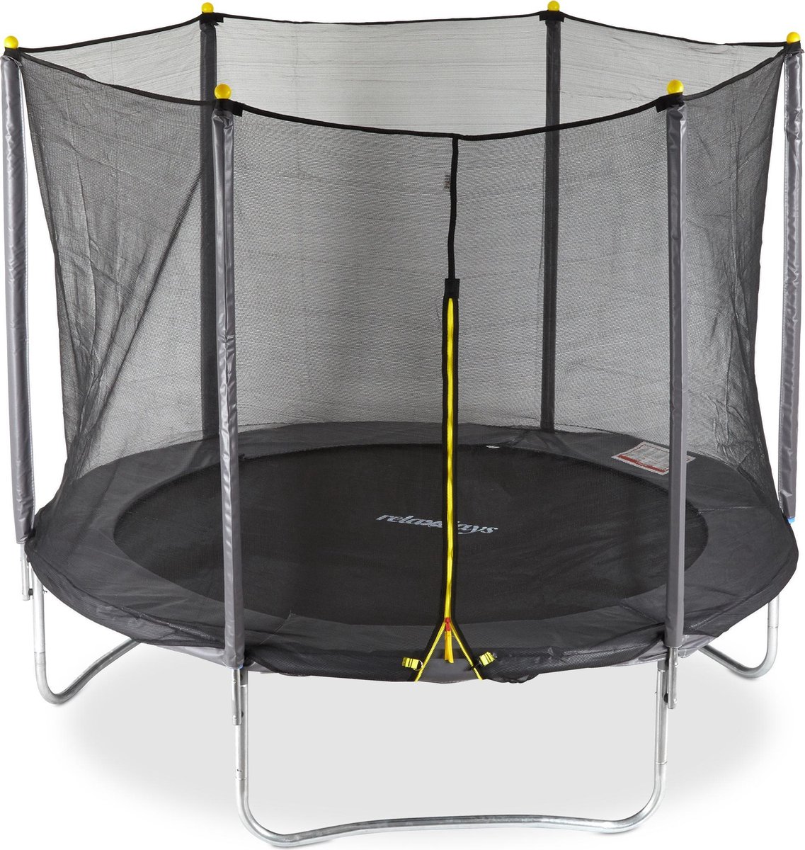 relaxdays 2-delige trampoline met veiligheidsnet - 305 cm - tot 150 kg - grijs
