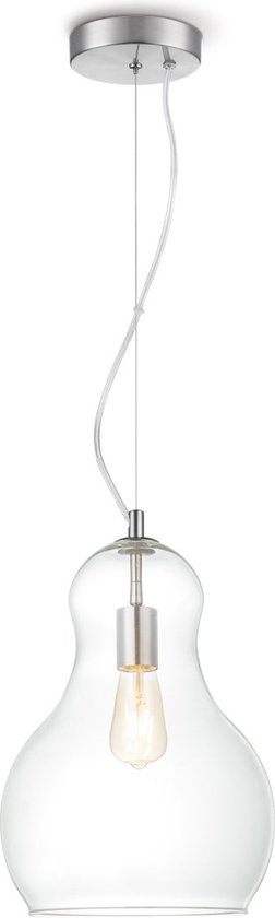 Home Sweet Home - Moderne Hanglamp Bello Big - hanglamp gemaakt van Glas - Helder - 30/30/145cm - Pendellamp geschikt voor woonkamer, slaapkamer en keuken- geschikt voor E27 LED lichtbron