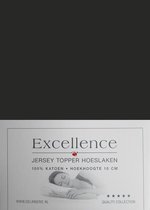 Excellence Jersey Topper Hoeslaken - Eenpersoons - 80/90x200/210 cm - Black