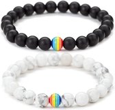 Lavasteen relatie armband - Regenboog LGBT+