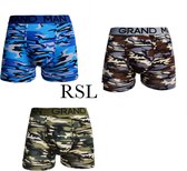 Heren boxershort 3 pack met legerprint in 3 kleuren XXL 54-56