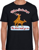 Foute t-shirt / shirt - seksende rendieren - when Santa sleeps the show must go on - zwart voor heren 2XL (56)