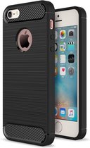 GadgetBay Zwart carbon TPU hoesje iPhone 5 5s SE Armor