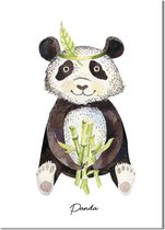 DesignClaud Panda - Kinderkamer poster - Babykamer poster - Decoratie - Waterverf stijl dieren kids A4 + Fotolijst wit