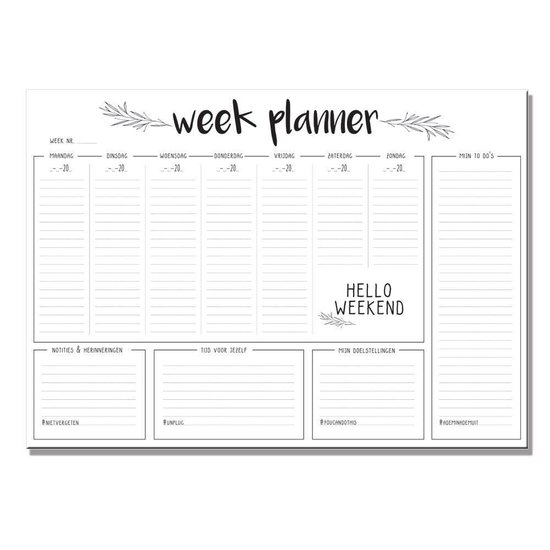 DesignClaud Weekplanner A3 Zwart wit - Bureaublad planner |
