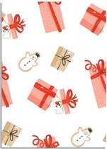 DesignClaud Kerstposter cadeautjes - Kerstdecoratie Kleurrijk A4 + Fotolijst zwart
