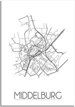 DesignClaud Middelburg Plattegrond poster  - A3 + Fotolijst zwart (29,7x42cm)