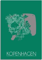 DesignClaud Kopenhagen Plattegrond poster Groen A3 + Fotolijst zwart