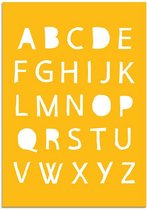 DesignClaud ABC Poster - Alfabet - Okergeel - Geel A3 + Fotolijst zwart