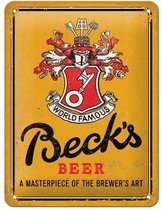 Beck's Beer Metalen Bord 15 x 20 cm
