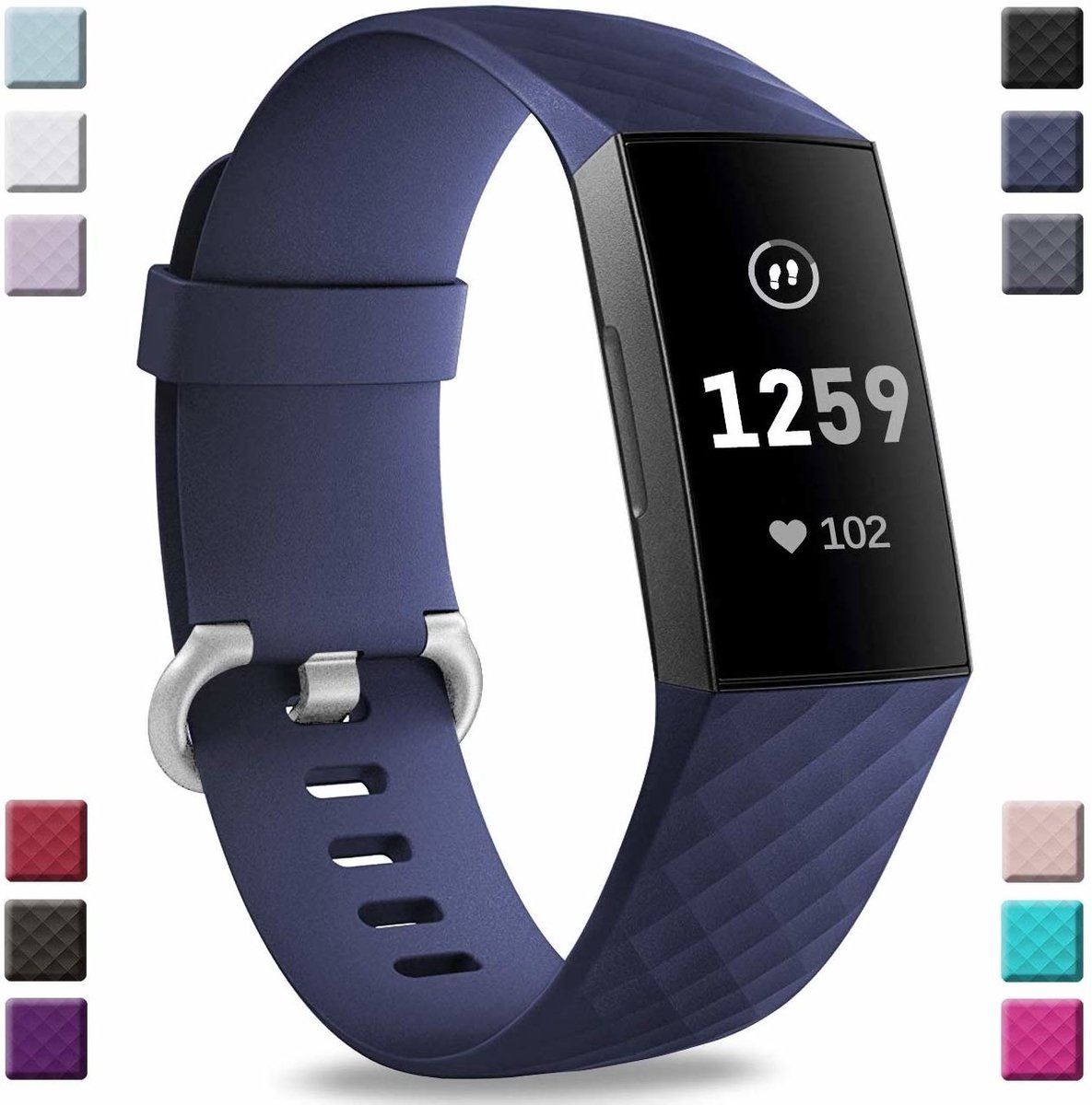 Fitbit Charge 3 silicone band (donkerblauw) - Afmetingen: Maat L