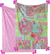 Happiness prachtige plaid zalipe multi - 150x200 cm - Fleece Stof - Omkeerbaar - Multifunctioneel