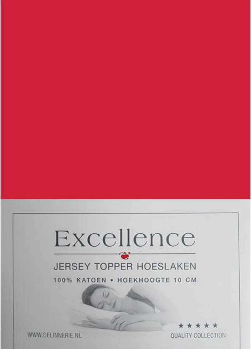 Excellence Jersey Topper Hoeslaken - Eenpersoons - 90/100x210/220 cm - Red