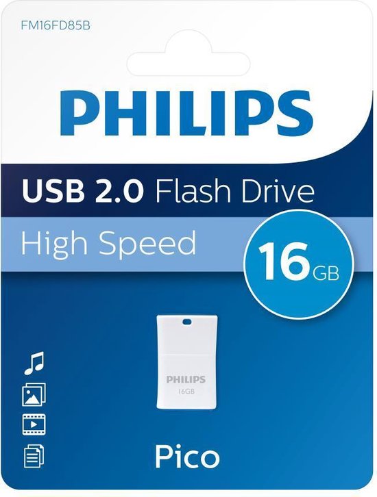 Philips FM16FD85B - USB 2.0 16GB - Pico - Blauw | bol.com