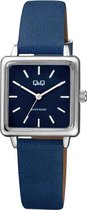 Vierkant Q&Q dames horloge met Blauwe wijzerplaat QB51J312