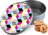 Boîte à biscuits des années 80 rond géométrique 15 x 15 x 5 cm