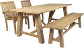 MaximaVida teakhouten tuinset Sunda 200 cm - 1 tafel met 2 stoelen en 1 bank