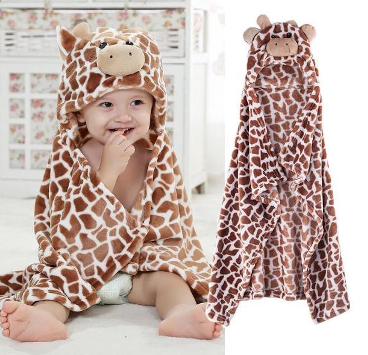 WiseGoods - Premium Baby Deken - Fleece Dekentje met Cape Giraffe -  Kraamcadeau -... | bol