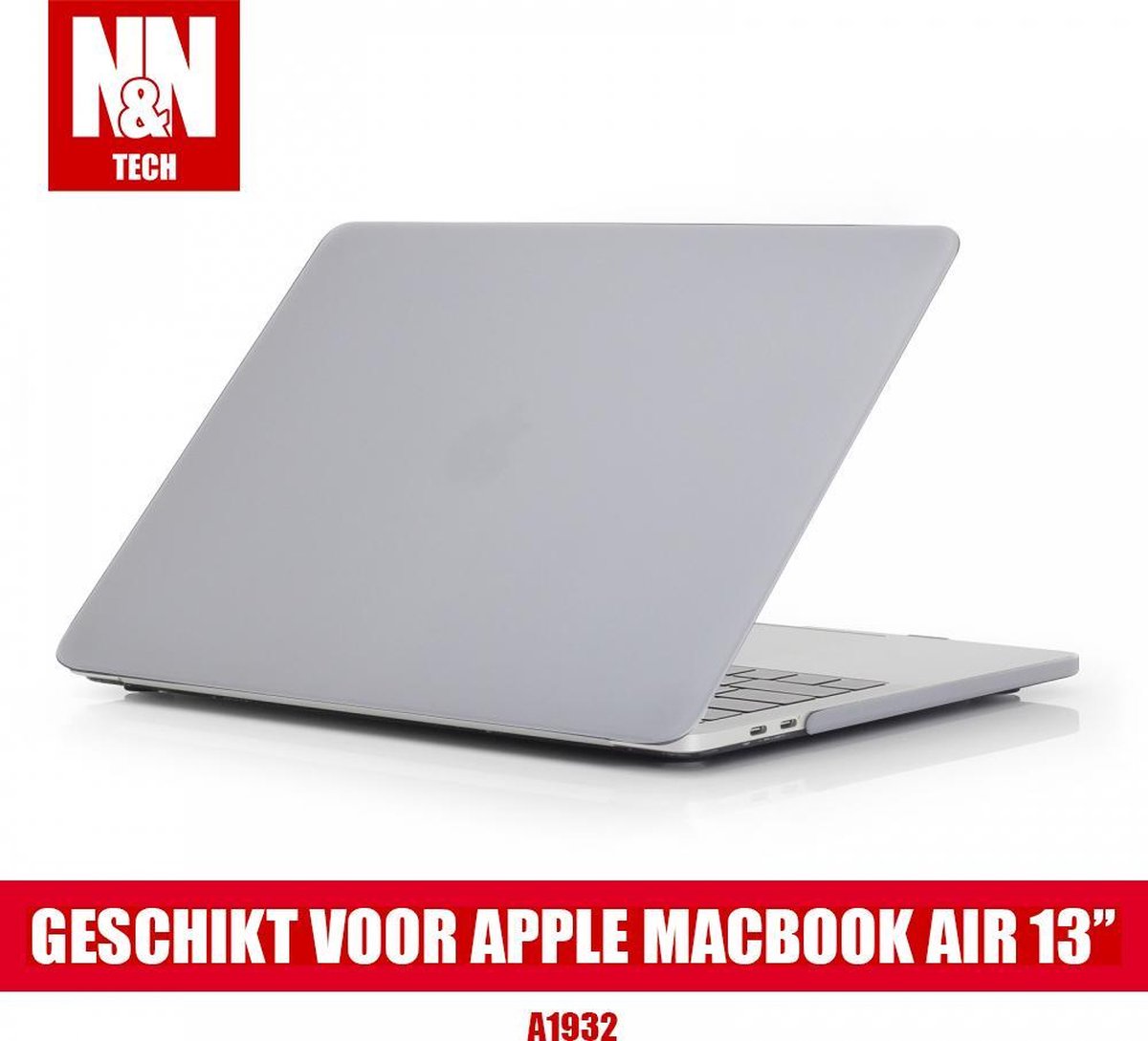 N&N Hardcover Case Geschikt voor Apple Macbook Air 13'' - Doorzichtig Wit