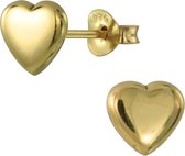 Joy|S - Zilveren hartje oorbellen 7 mm 14k goudplating