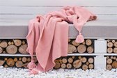 GUTS atelier / plaid / deken / gebreid / tassels / kwastjes / soft roze / pink  / zacht  / modern / cosy / bestseller