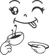 Smiley koffie drinken|Muur sticker