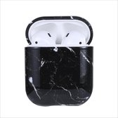 Bescherm Hoesje Hard Case Cover Zwart Marmer voor Apple AirPods 1 en 2