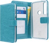 Motorola One Macro Bookcase hoesje - CaseBoutique - Effen Turquoise - Kunstleer