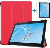 Lenovo Tab P10 Hoes - Tri-Fold Book Case + Screenprotector - Rood