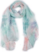 Dielay - Sjaal met Bladeren - 180x90 cm - Blauw