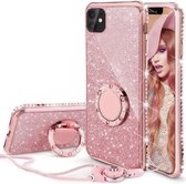 Glitter Back cover voor Apple iPhone 11 Pro - Roze - Soft TPU - Magneet