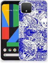 Silicone Back Case Google Pixel 4 Angel Skull Blue