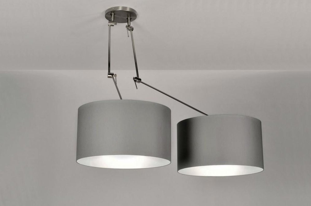 Bewust worden Gepland Aanbod Lumidora Hanglamp 30110 - 2 Lichts - E27 - Grijs - Taupe - Stof | bol.com