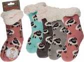 gevoerde sokken Schaap roze maat 31-34 huissokken met antislip