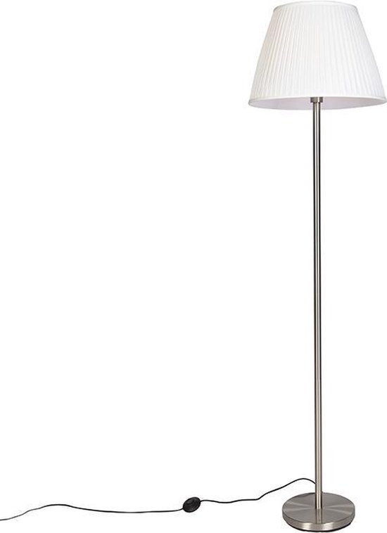 QAZQA simplo - Moderne Vloerlamp | Staande Lamp met kap - 1 lichts - H 174  cm - Wit -... | bol.com