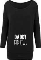 Zwangerschaps shirt daddy did it -heerlijk zwangersschaps shirt met ronde hals-Maat Xl