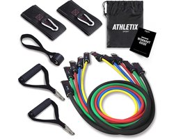 Athletix Weerstandsbanden XL Set - Handvaten - Enkelbanden - Gratis Draagtas & Oefeningen - 5 Resistance bands