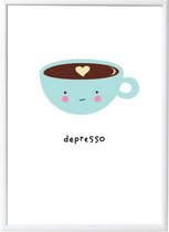 A Little Lovely Company Poster Depresso 42 X 29,7 Cm Papier Wit/blauw