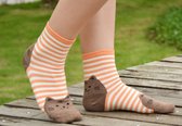 Hippe Oranje gestreepte kattensokken - Kat - Unisex Sokken Maat 36-41