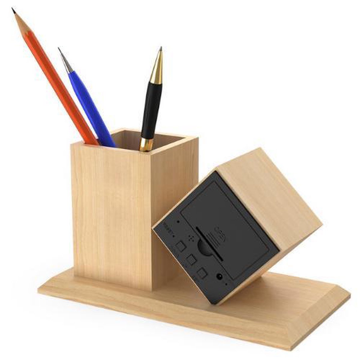 Horloge Organisateur de Bureau avec Plateau à Stylos - 8cm