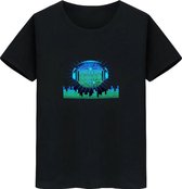 LED T-shirt - Equalizer - Zwart - Koptelefoon Bal - Maat XXS