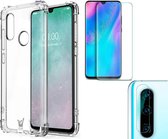 Huawei P30 Lite Hoesje - Transparant Shock Proof Siliconen Case + Screenprotector + Camera Protector