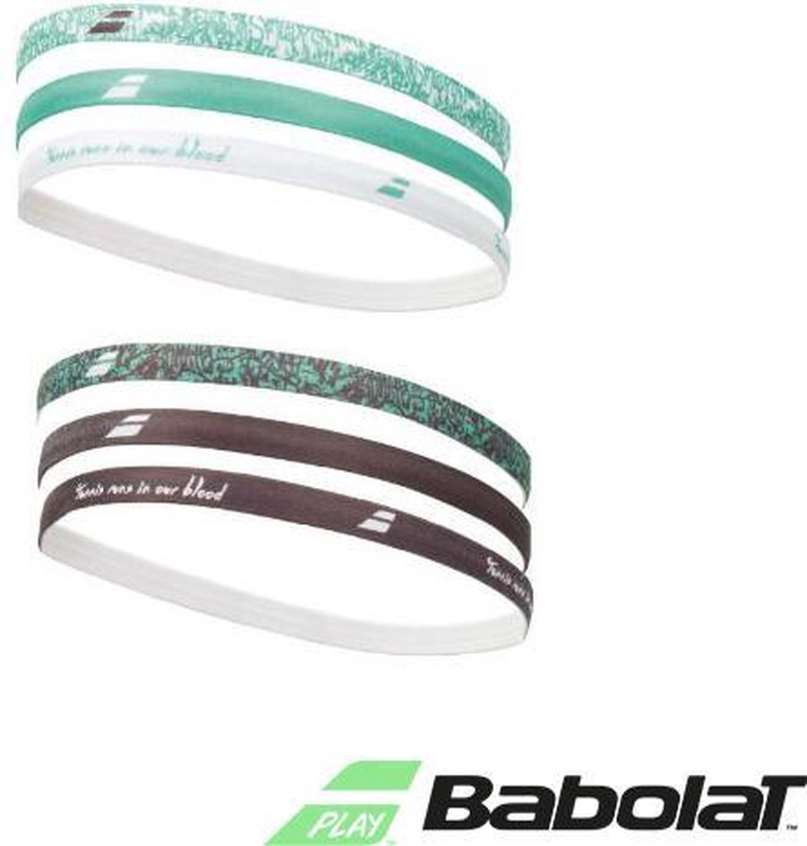 Babolat elastische dames haarband - wit/groen/zwart - 6 stuks