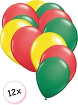 Ballonnen Geel, Rood & Groen 12 stuks 27 cm