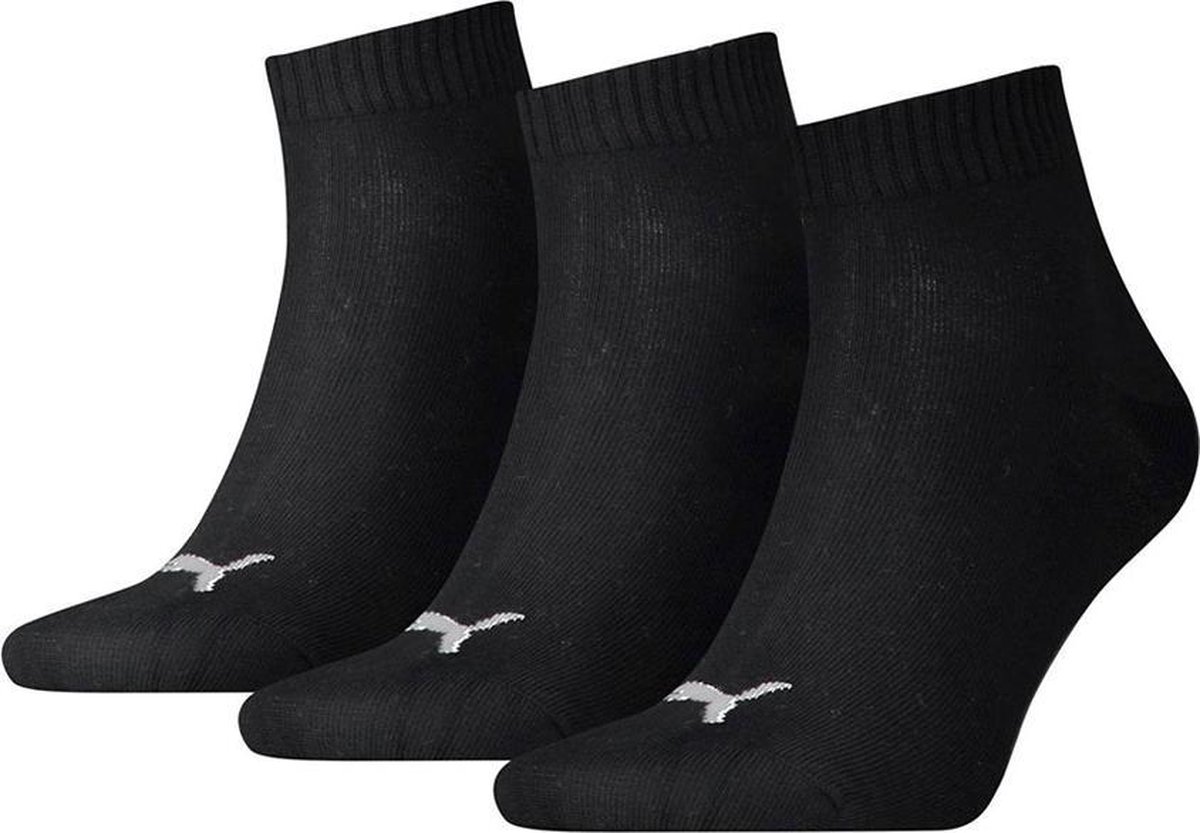 PUMA Quarter Plain Enkelsokken - 3 pack - Zwart - Maat 43-46