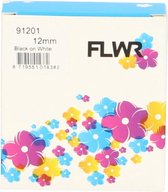 FLWR - Printetiket / 91201 / Zwart op Wit - geschikt voor Dymo