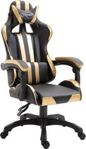 Luxe Gamestoel Zwart goud (Incl LW Fleece deken) met Voetenbankje - Gaming Stoel - Gaming Chair - Bureaustoel racing - Racestoel - Bureau stoel gamen