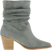 Tango | Ella western 21-c green suede wrinkle boot - natural heel/sole wooden heel/sole | Maat: 36